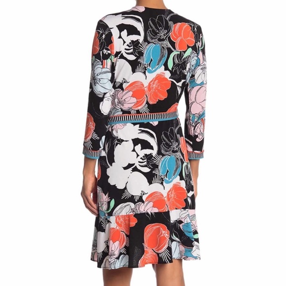 ECI | Floral Printed Faux Wrap Tie Waist Dress NWT - Picture 2 of 10